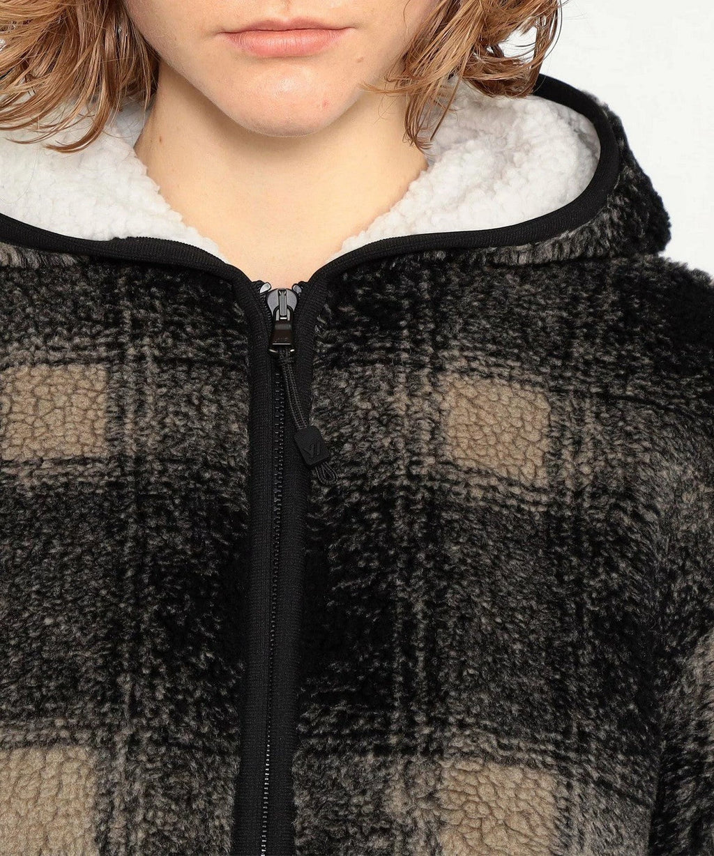 Veste Polaire Doublée Sherpa À Capuche - Toast/Black Plaid - Femme