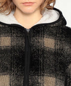 Veste Polaire Doublée Sherpa À Capuche - Toast/Black Plaid - Femme