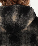 Chaqueta polar con capucha y forro de sherpa - Toast/Black Plaid - Mujer