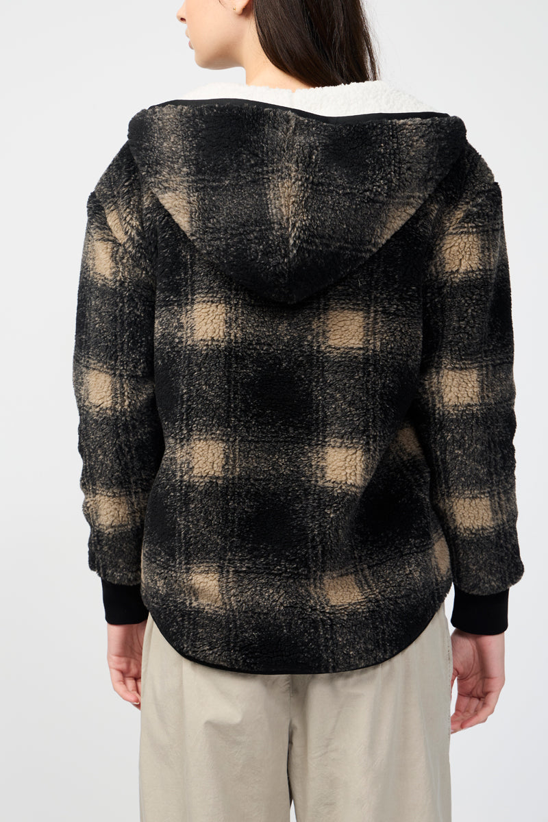 Veste Polaire Doublée Sherpa À Capuche - Toast/Black Plaid - Femme
