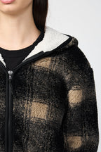 Veste Polaire Doublée Sherpa À Capuche - Toast/Black Plaid - Femme