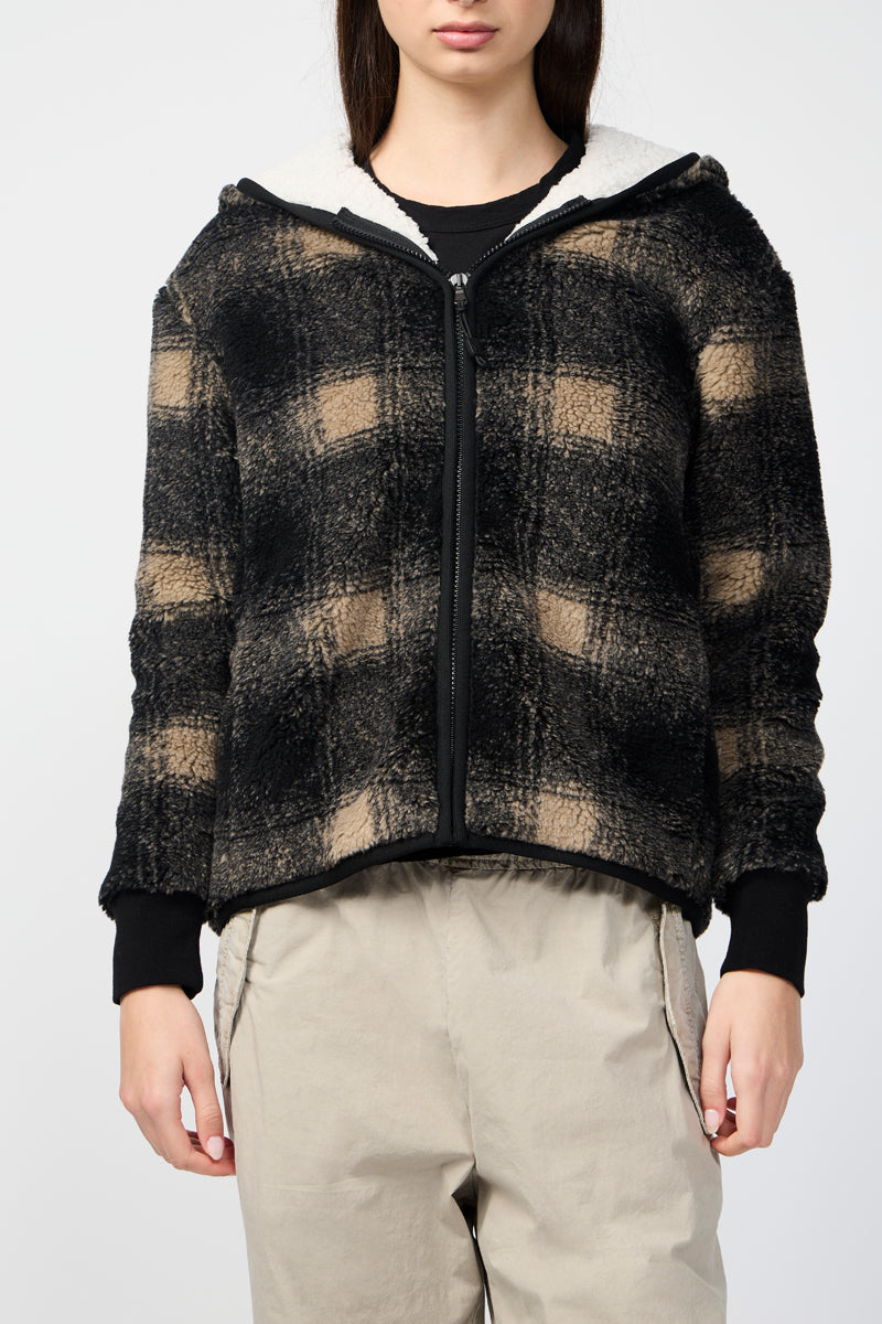 Veste Polaire Doublée Sherpa À Capuche - Toast/Black Plaid - Femme
