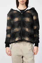Veste Polaire Doublée Sherpa À Capuche - Toast/Black Plaid - Femme