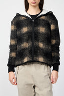 Chaqueta polar con capucha y forro de sherpa - Toast/Black Plaid - Mujer