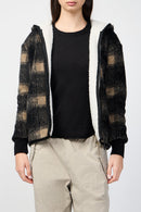 Chaqueta polar con capucha y forro de sherpa - Toast/Black Plaid - Mujer