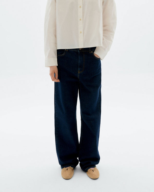 Jeans med hög midja Theresa - Marinblå