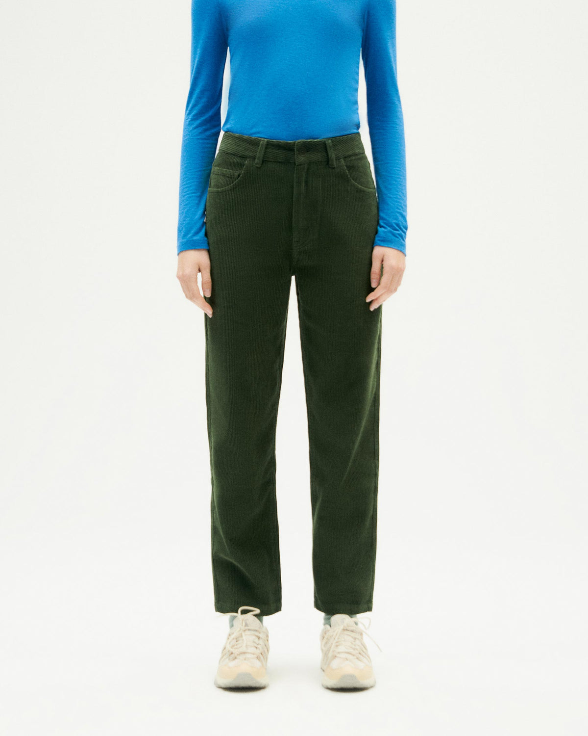 Pantaloni verde velluto a coste Nele sostenibili-1