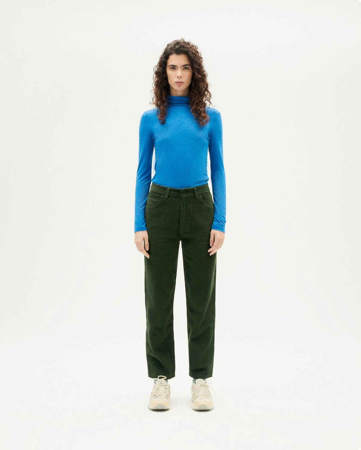 Pantaloni verde velluto a coste Nele sostenibili-2