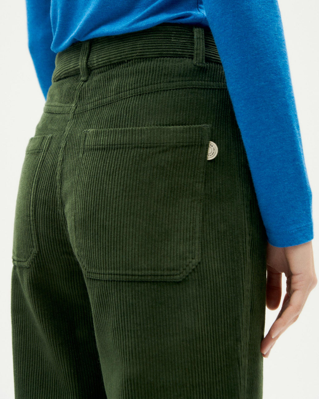 Pantaloni verde velluto a coste Nele sostenibili-3