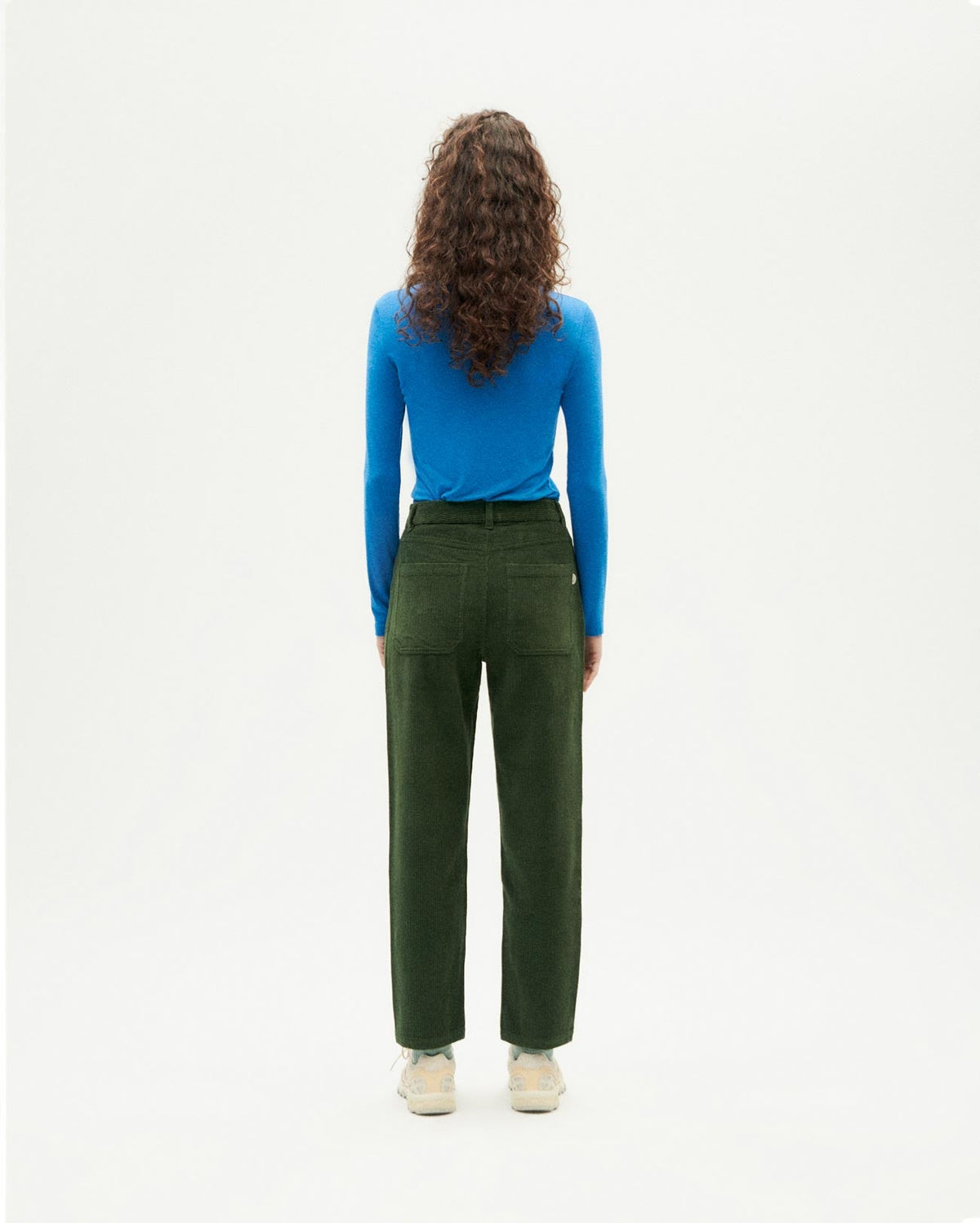 Pantaloni verde velluto a coste Nele sostenibili-4