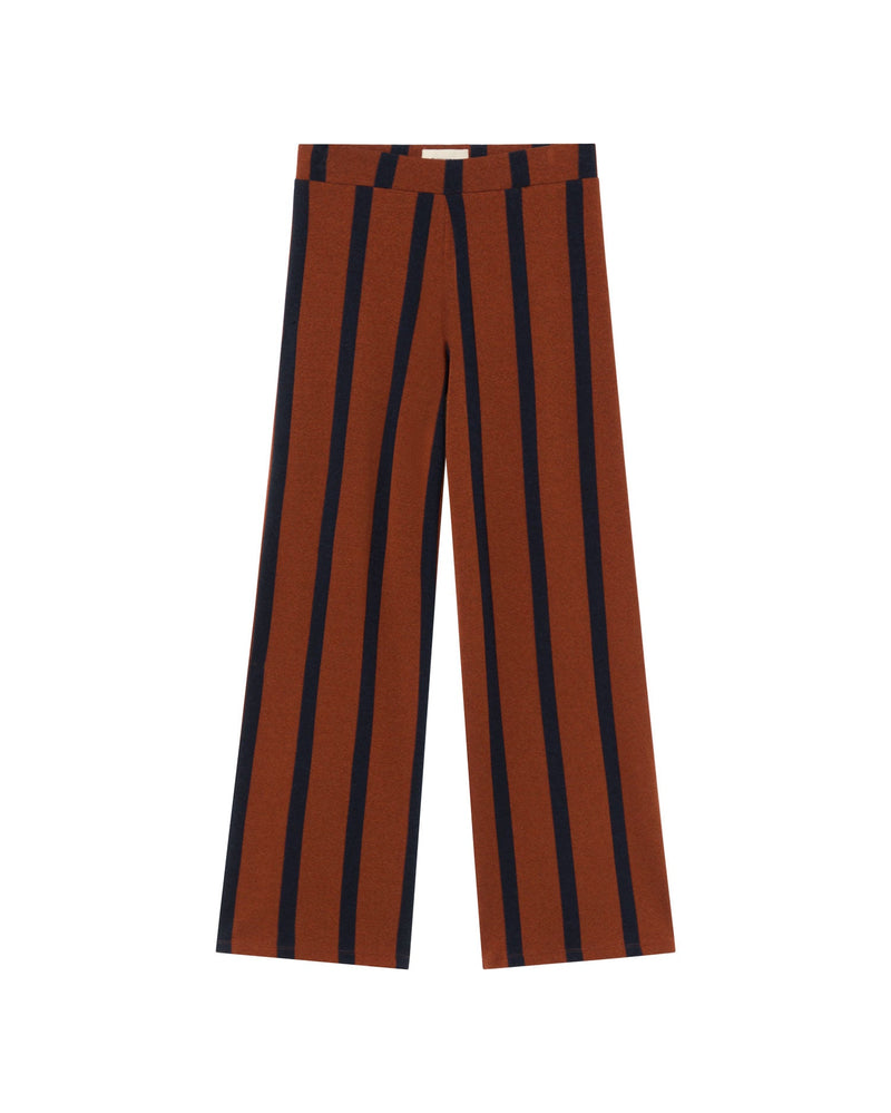 Pantalón marrón rayas navy Betty sostenible - silueta 1