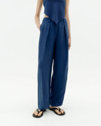 Pantalón azul cupro Cirila sostenible-1