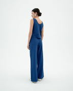 Pantalón azul seersucker Manolita sostenible-4