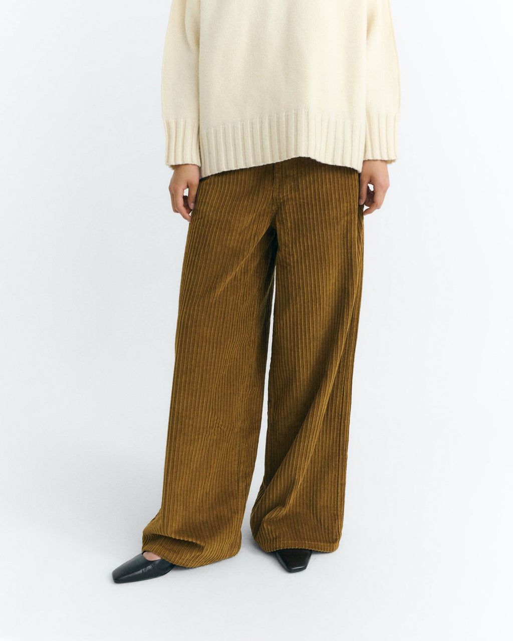 Pantalón wide leg pana amarillo Hedda sostenible - 1