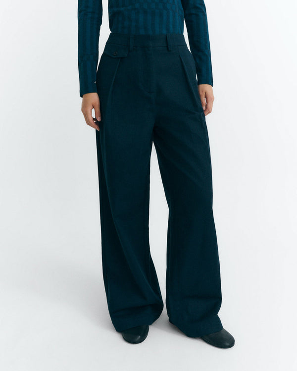 Pantalón wide leg tiro bajo navy Pat sostenible - 1