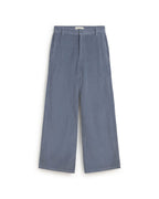 Blue Karina sustainable high-waisted corduroy trousers silhouette - 1
