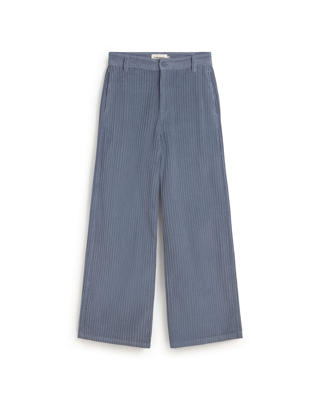 Blue Karina sustainable high-waisted corduroy trousers silhouette - 1