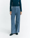 Blue Karina sustainable high-waisted corduroy trousers - 1