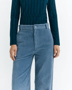 Blue Karina sustainable high-waisted corduroy trousers - 3