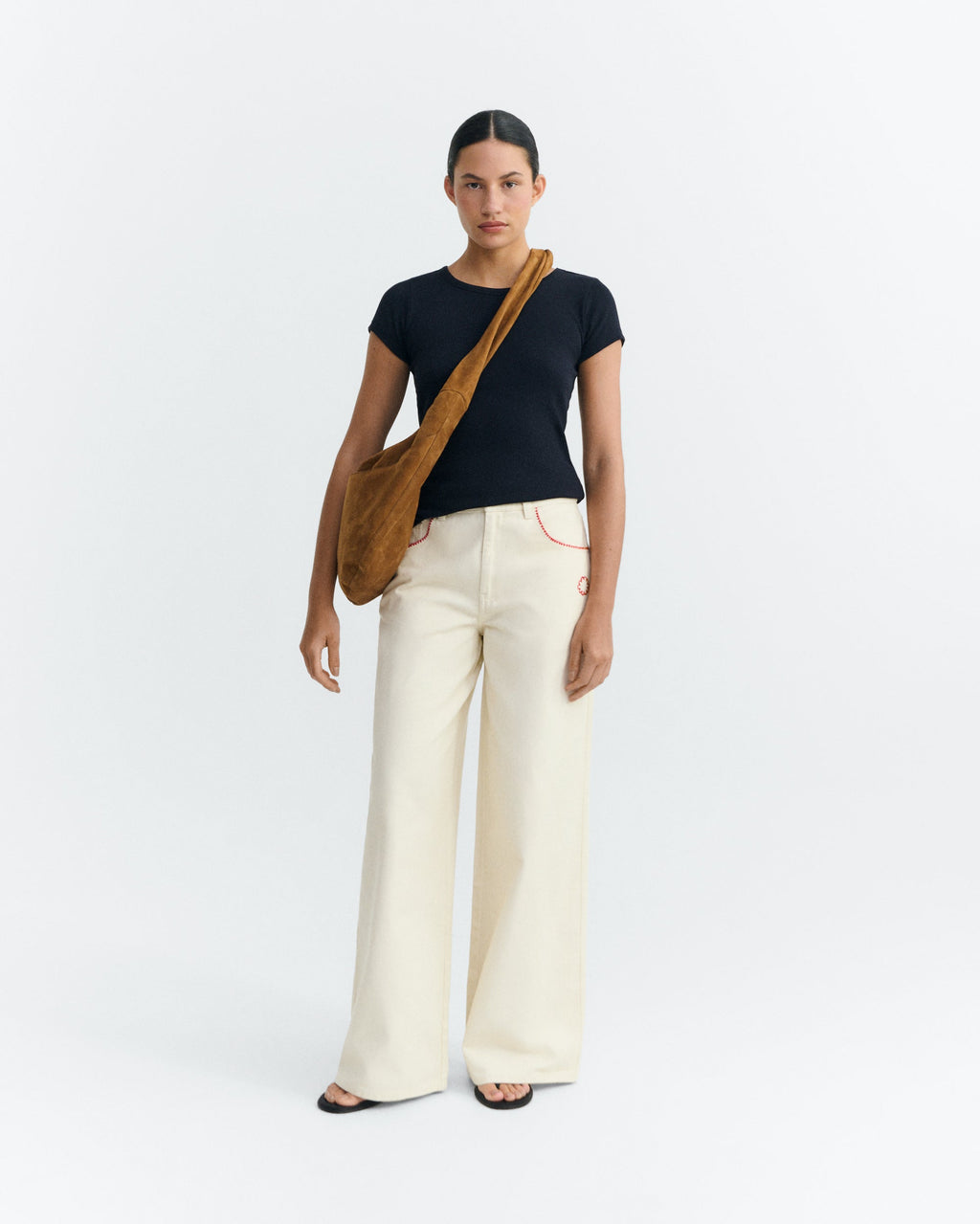 Pantalón wide leg bordado a mano Hedda sostenible - 1