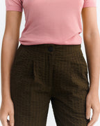 Pantalón wide leg seersucker marrón Manolita sostenible - 5