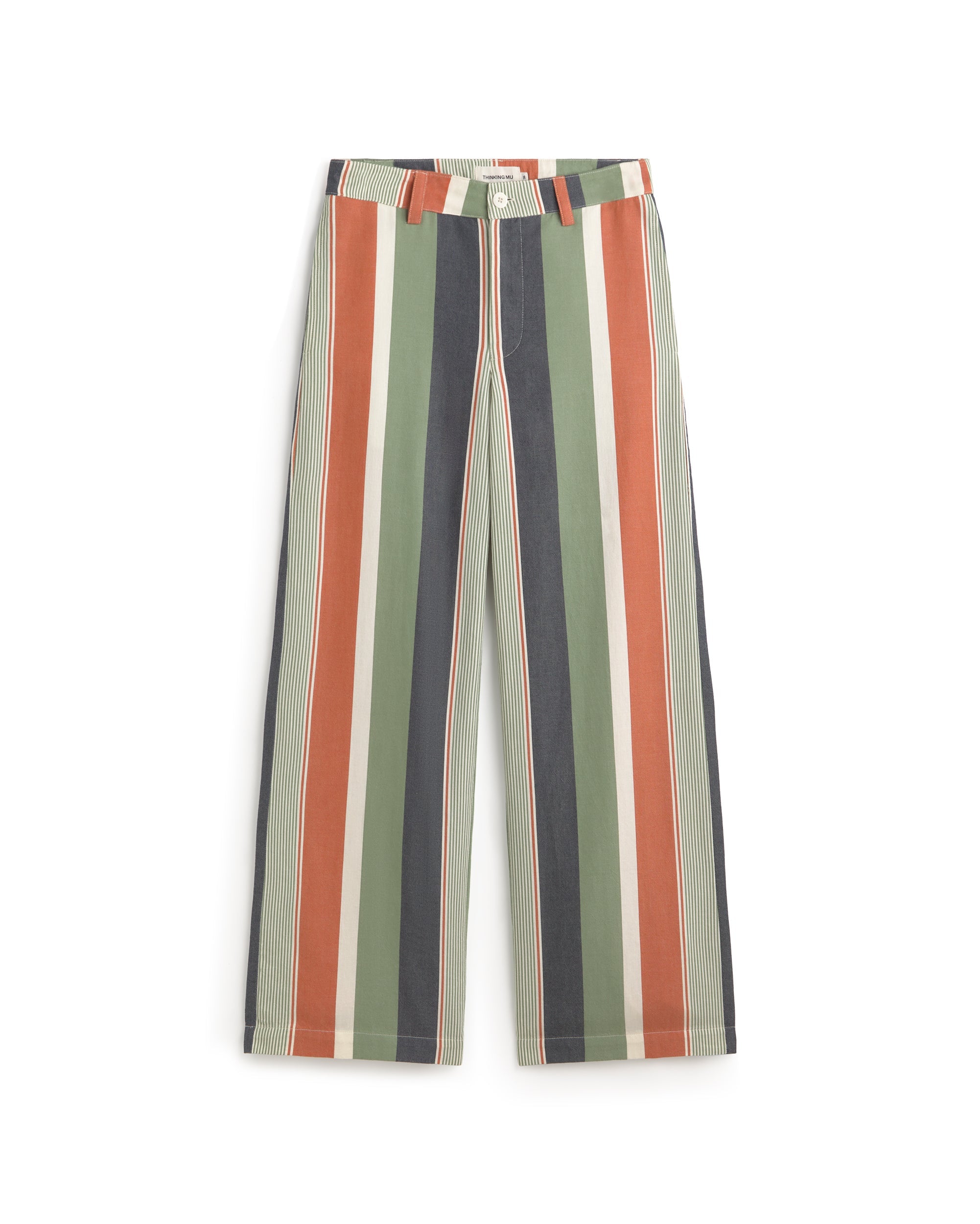 Pantalón recto estampado rayas multicolor Serena sostenible silueta - 1