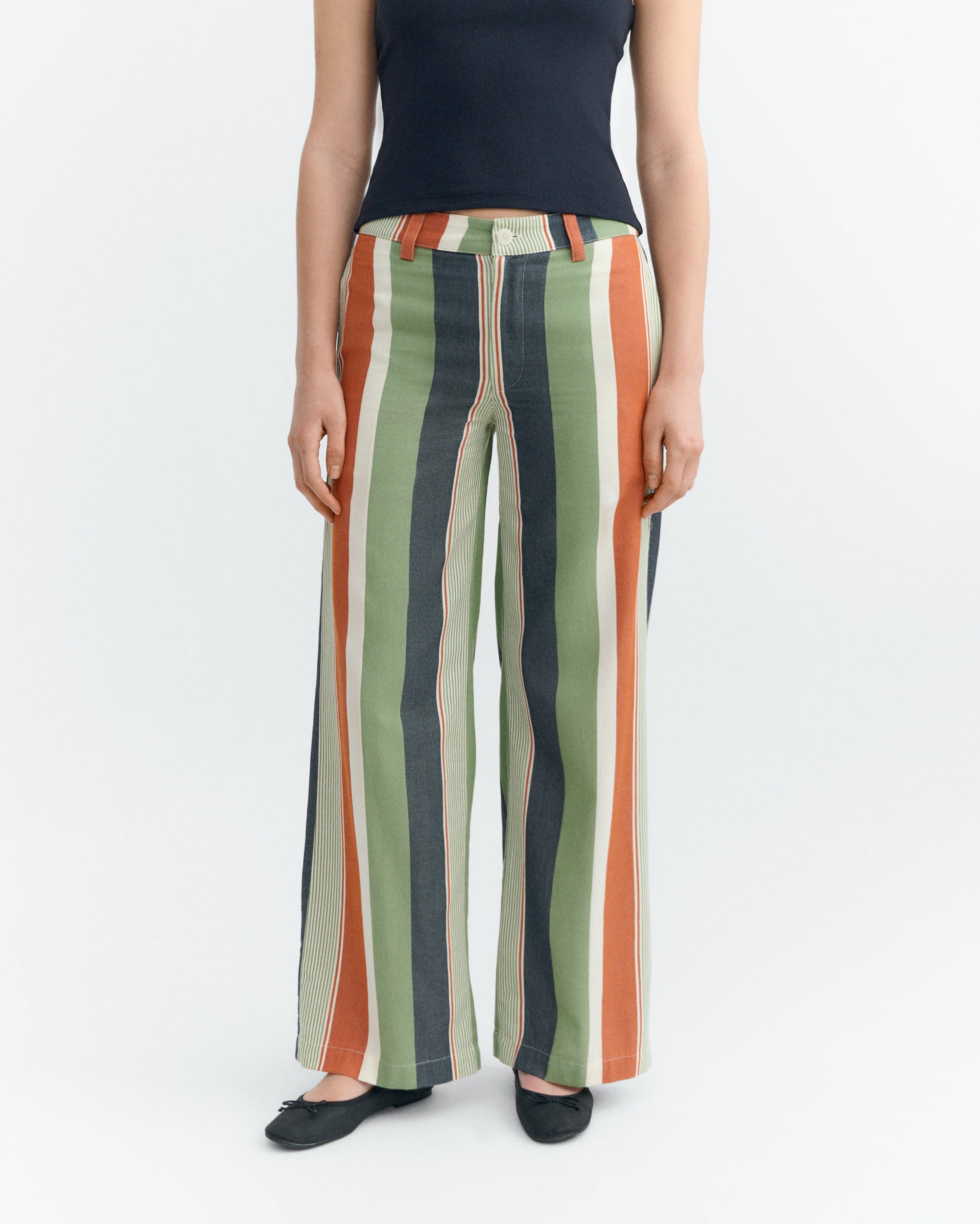 Pantalón recto estampado rayas multicolor Serena sostenible - 1