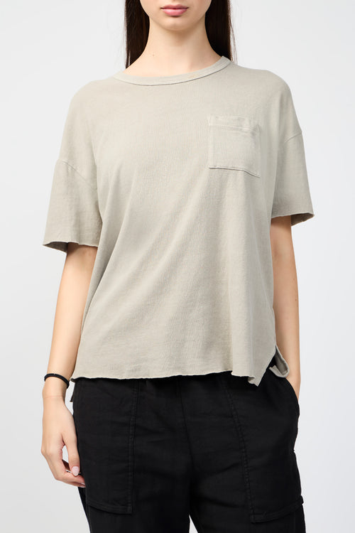 T-Shirt En Jersey Coupe Décontractée Avec Poche - Pigment Ficelle - Femme