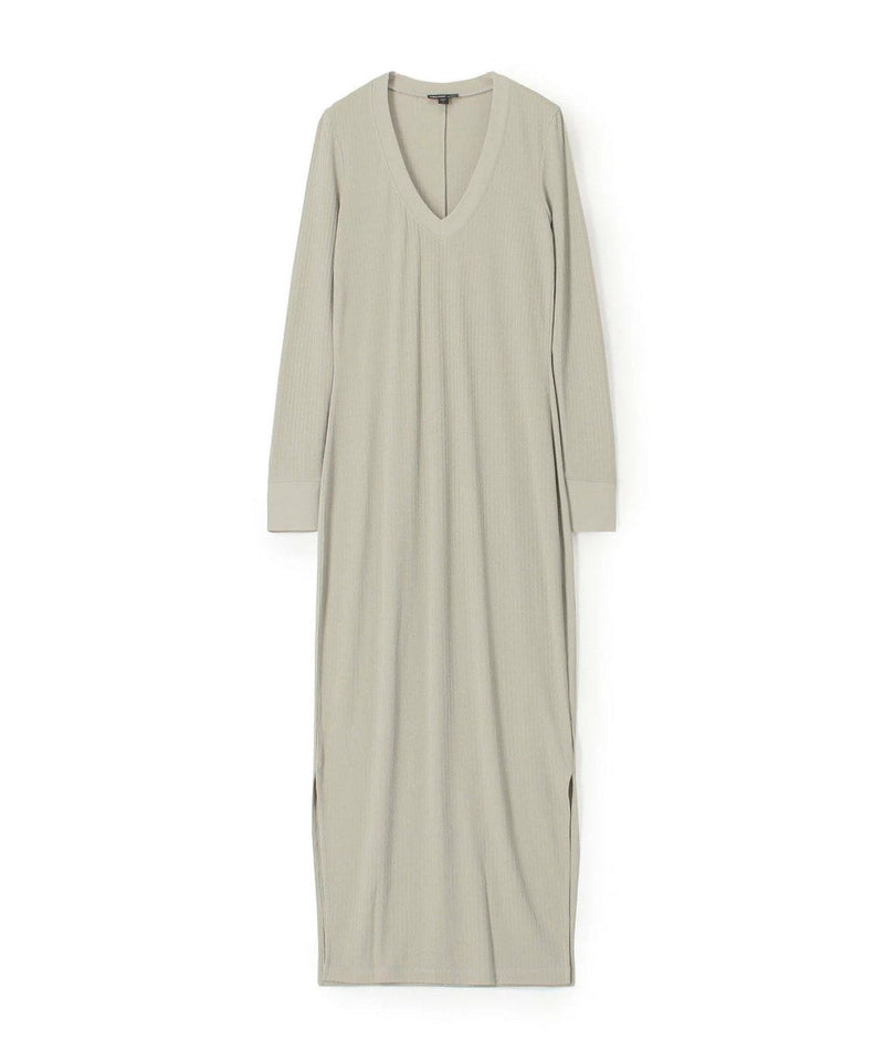 Vestido canalé escote pico - Limo - Mujer