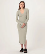 Ribbed V-Neck Dress - Silt - Women