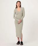 Vestido canalé escote pico - Limo - Mujer