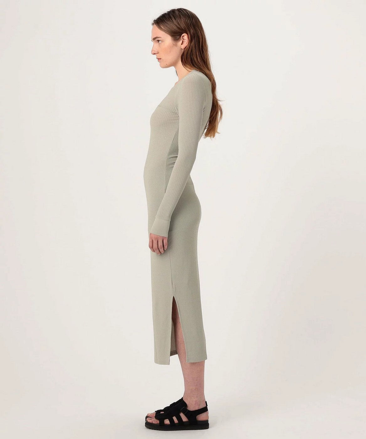 Ribbed V-Neck Dress - Silt - Women
