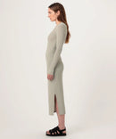 Vestido canalé escote pico - Limo - Mujer