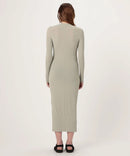 Vestido canalé escote pico - Limo - Mujer
