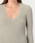 Ribbed V-Neck Dress - Silt - Women
