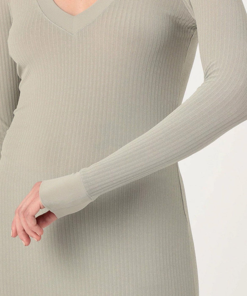 Ribbed V-Neck Dress - Silt - Women
