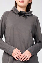 Oversized Fine Terry Sweatshirt with Funnel Neck - Women's