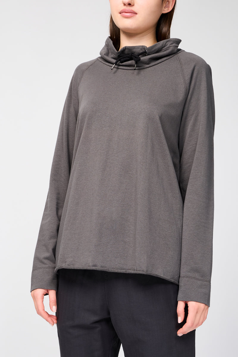 Oversized Fine Terry Sweatshirt with Funnel Neck - Women's