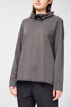 Oversized Fine Terry Sweatshirt with Funnel Neck - Women's
