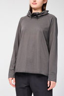 Sweat-Shirt Éponge Oversize Col Cheminée - Fin - Femme