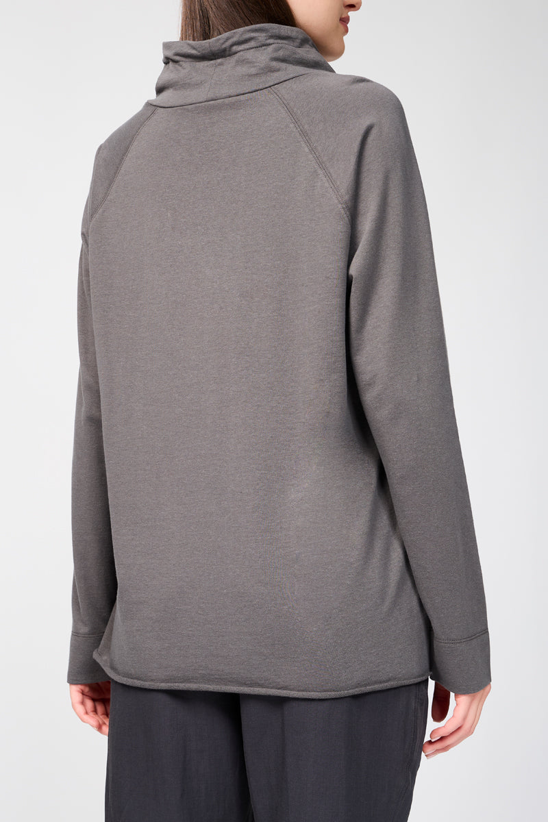 Oversized Fine Terry Sweatshirt with Funnel Neck - Women's