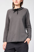 Oversized Fine Terry Sweatshirt with Funnel Neck - Women's