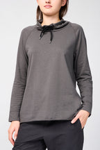 Oversized Fine Terry Sweatshirt with Funnel Neck - Women's