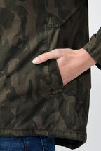 Camouflage Jacket With Funnel Neck And Zip Fastening - Hunter Pigment - Women