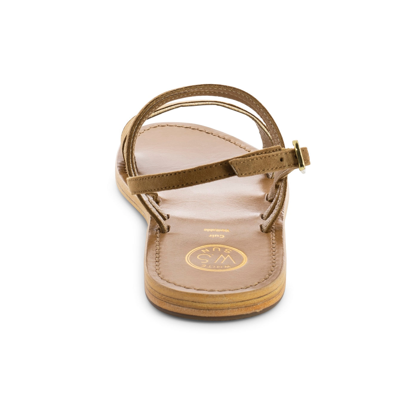 White Sun - Sandalias Bacis - Ante de cabra camel - Dorado+Camel