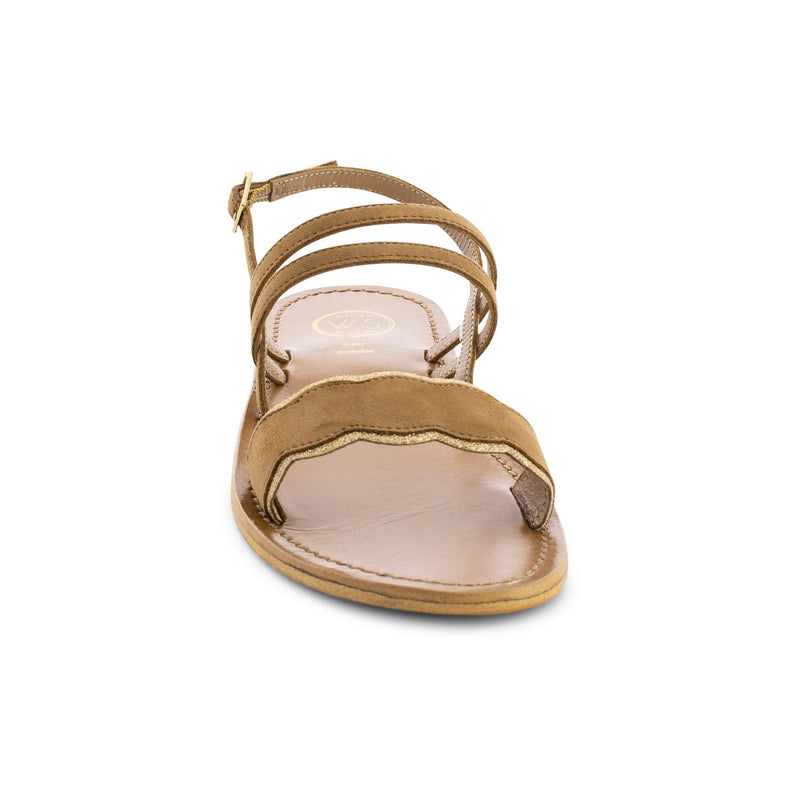 Sol Blanco - Sandalias Bacis - Ante Cabra Camel - Dorado+Camel