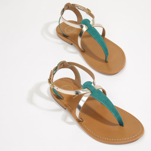 Scriptura Sandals - Emerald & Gold