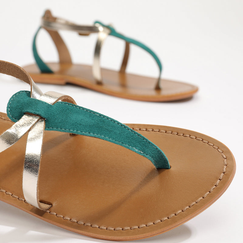 Scriptura Sandals - Emerald & Gold