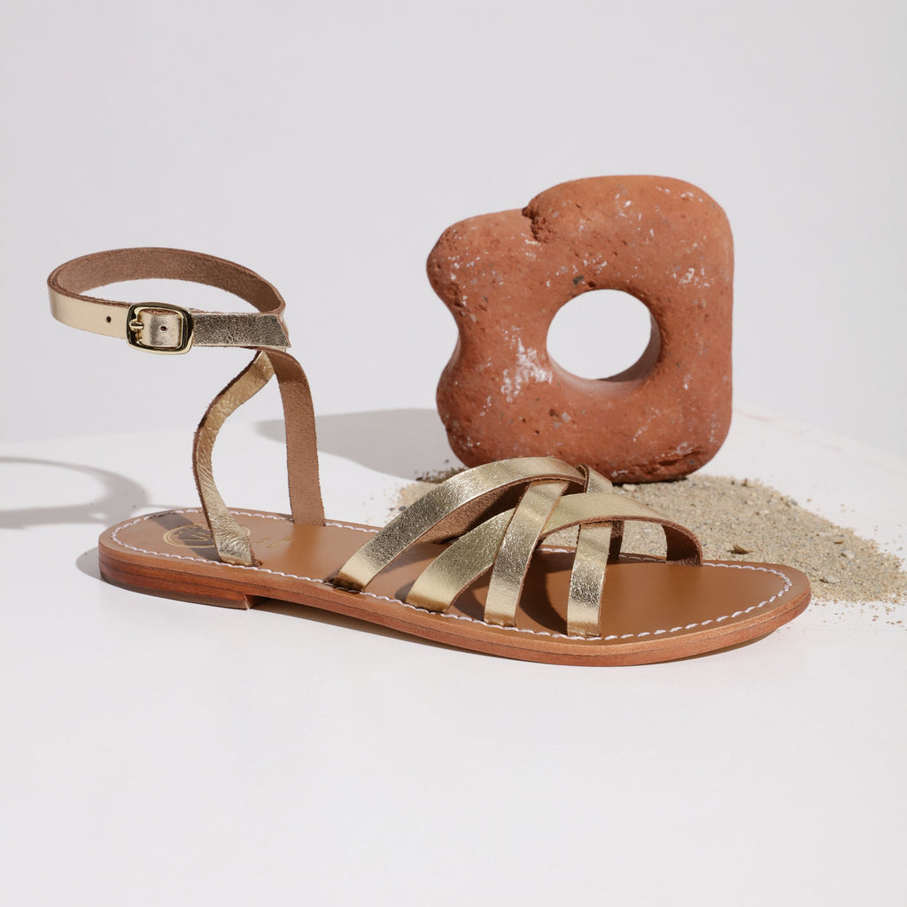 White Sun - Montgomery Sandals - Dark Gold Buff - Dark Gold