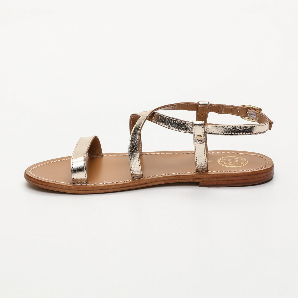 White Sun - Recife Sandals - Gold Goat Leather - Gold